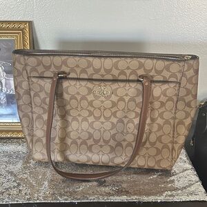 Coach Tan and Brown Signature Tote